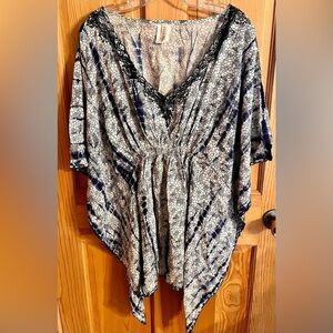 Raga Indigo Tie Dye Tunic Dress XS Boho 100% Viscose Swimsuit Coverup Kaftan New